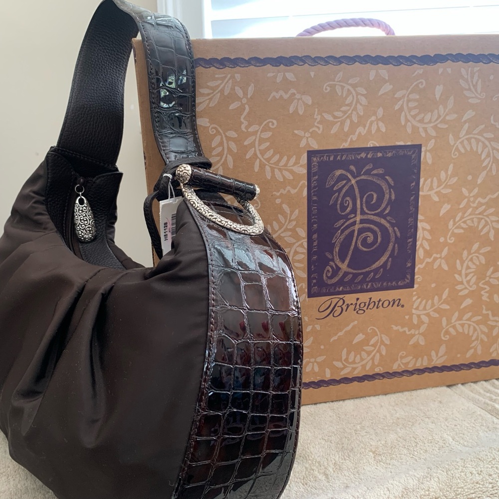 Brighton Hobo Jett nylon and patent leather bag